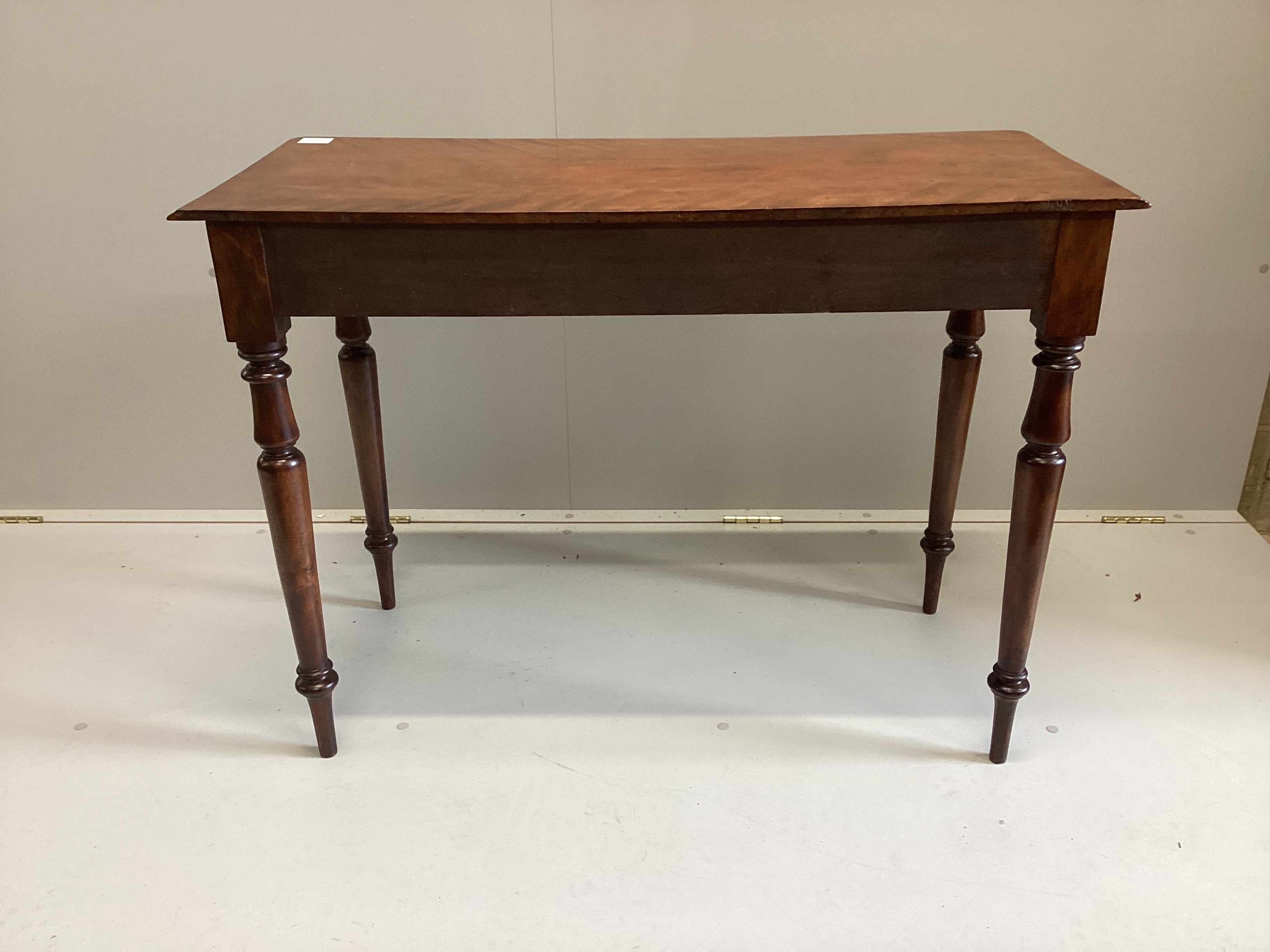 A Victorian mahogany side table, single drawer, width 99cm, depth 44cm, height 72cm